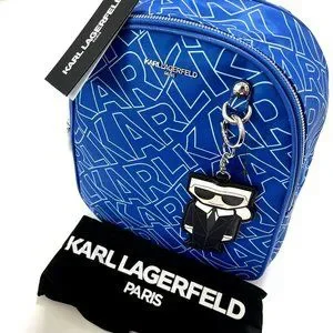 NWT Karl Lagerfeld Adele Blue Nylon Backpack Charm Logo Dust Bag Medium Karl Lagerfeld | Bags | Nwt Karl Lagerfeld Adele Blue Nylon  main image 2